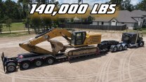 Kenworth Heavy Haul: CAT 340 Excavator! LOUD Revs & Jake Brakes!